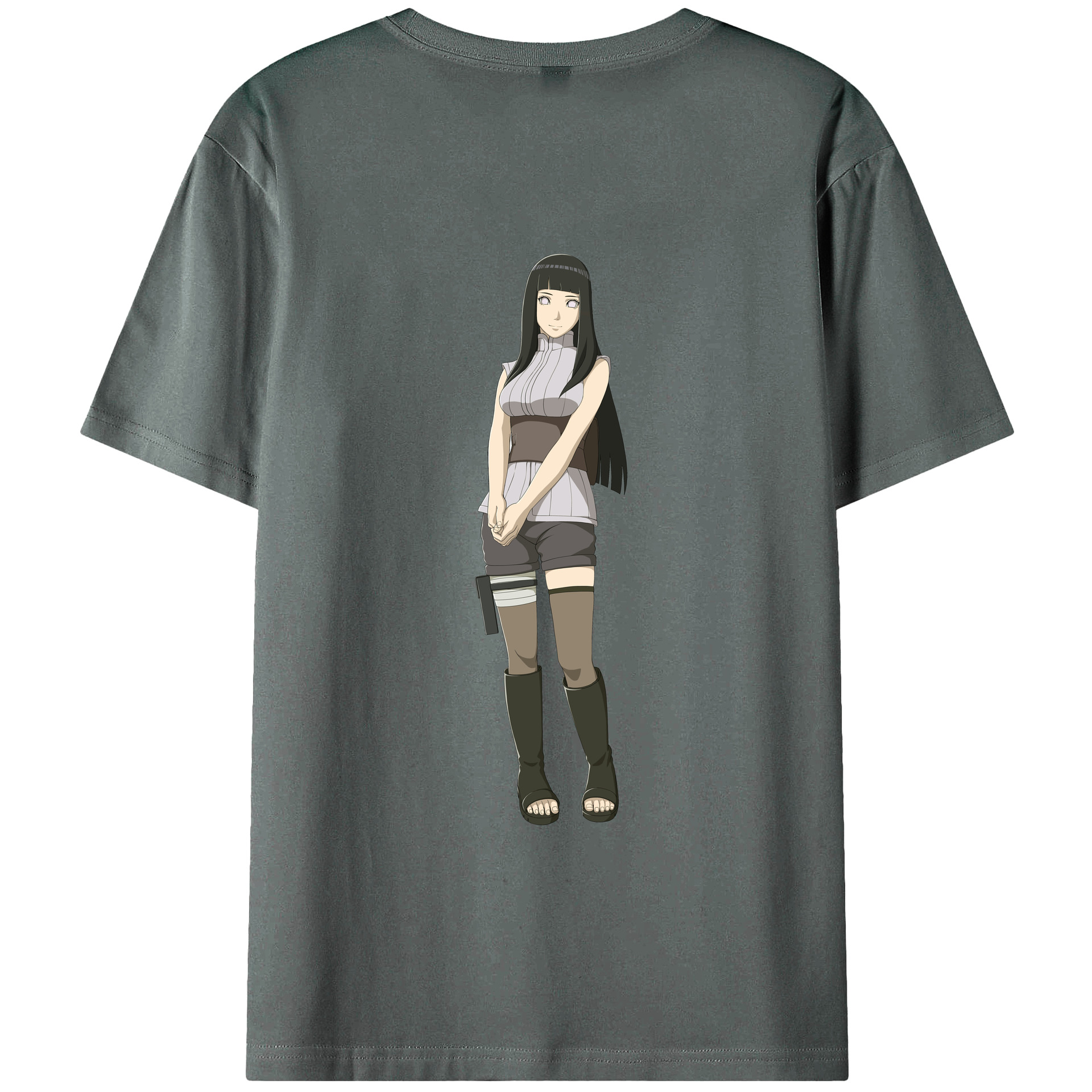 （画像用） NARUTO -ナルト- 日向ヒナタ Hyūga Hinata 綿100％ メンズ半袖Tシャツ（バックプリント） 通気性